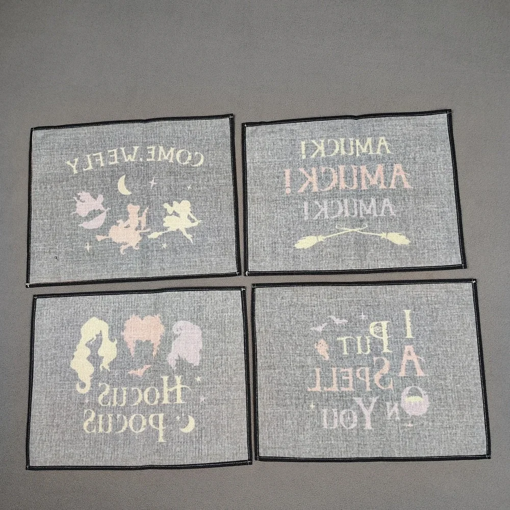 Hocus Pocus Placemats Set (4) Sanderson Sisters Halloween Decorations New 12x15